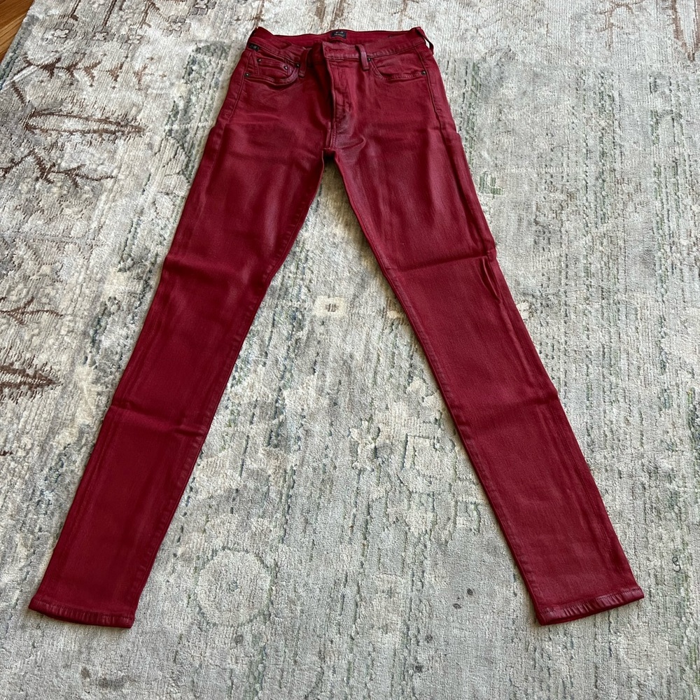 CITIZENS OF HUMANITY rocket high waisted slick red jeans